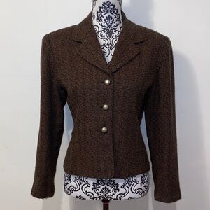 Vintage Boutique Europa by Newport News Brown & Black  Tweed Blazer Size 10